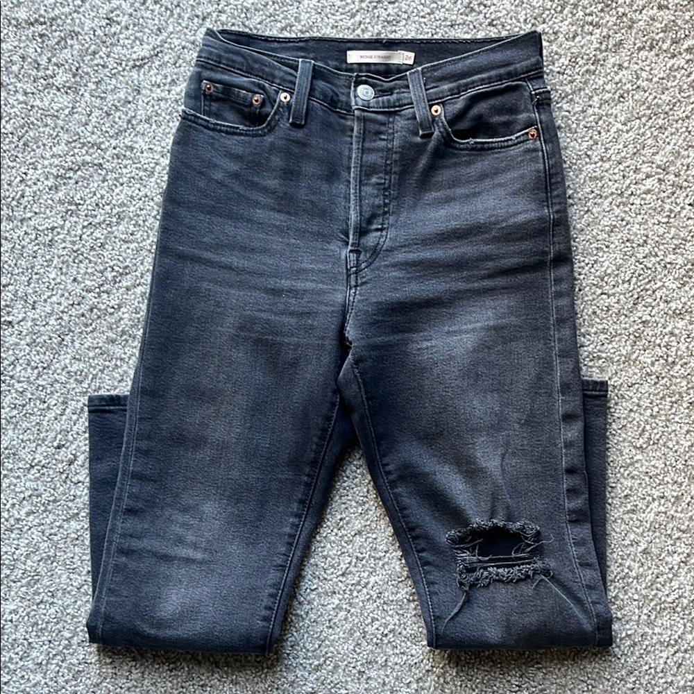 Distressed Black Denim Jeans